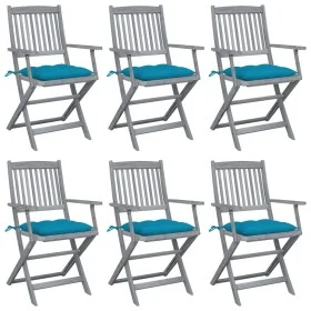 Klappbare Gartenstühle 6 Stück Kissen massives Akazienholz von vidaXL, Gartenstühle - Ref: Foro24-3065426, Preis: 291,49 €, R...