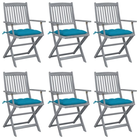 Klappbare Gartenstühle 6 Stück Kissen massives Akazienholz von vidaXL, Gartenstühle - Ref: Foro24-3065426, Preis: 299,61 €, R...