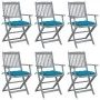 Klappbare Gartenstühle 6 Stück Kissen massives Akazienholz von vidaXL, Gartenstühle - Ref: Foro24-3065426, Preis: 290,88 €, R...