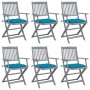 Klappbare Gartenstühle 6 Stück Kissen massives Akazienholz von vidaXL, Gartenstühle - Ref: Foro24-3065426, Preis: 299,61 €, R...