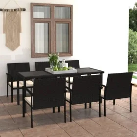 Garden dining set 7 pieces black synthetic rattan by vidaXL, Garden sets - Ref: Foro24-3065709, Price: 429,48 €, Discount: %
