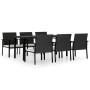 Garten-Essgruppe 7-teilig aus schwarzem synthetischem Rattan von vidaXL, Gartensets - Ref: Foro24-3065709, Preis: 442,30 €, R...