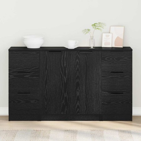 Vitrina 3 pcs Roble negro 121 x 30 x 70 cm Madera contrachapada