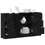 Vitrina 3 pcs Roble negro 121 x 30 x 70 cm Madera contrachapada