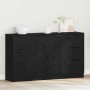 Vitrina 3 pcs Roble negro 121 x 30 x 70 cm Madera contrachapada