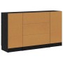 Vitrina 3 pcs Roble negro 121 x 30 x 70 cm Madera contrachapada