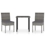 3-piece synthetic rattan gray garden dining set by vidaXL, Garden sets - Ref: Foro24-3065699, Price: 209,62 €, Discount: %