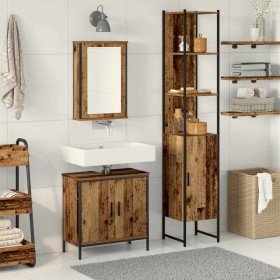 Juego de muebles de baño 3 pcs Marrón 33 x 33 x 185.5 cm