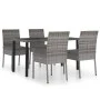 5-teiliges Garten-Esszimmerset aus synthetischem Rattangrau von vidaXL, Gartensets - Ref: Foro24-3065701, Preis: 340,34 €, Ra...
