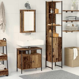 Juego de muebles de baño 3 pcs Madera vieja 33 x 33 x 185.5 cm