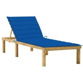 Lounger with royal blue impregnated pine wood cushion by vidaXL, Loungers - Ref: Foro24-3065859, Price: 134,13 €, Discount: %