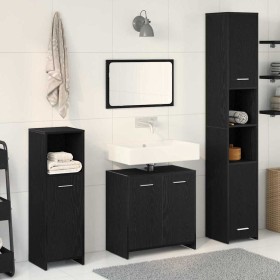 Conjunto de Muebles de Baño con estante 4 pcs Roble Negro