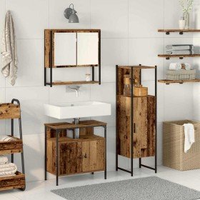 Juego de muebles de baño 3 pcs Marrón Madera contrachapada en Muebles de baño | Comprar online en Foro24
