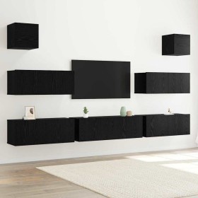 Conjunto de Gabinetes de TV 7 pcs Roble negro 100 x 30 x 30 cm