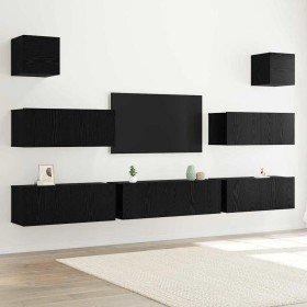 Conjunto de Gabinetes de TV 7 pcs Roble negro 100 x 30 x 30 cm Conjunto de Gabinetes de TV 7 pcs Roble negro 100 x 30 x 30 cm