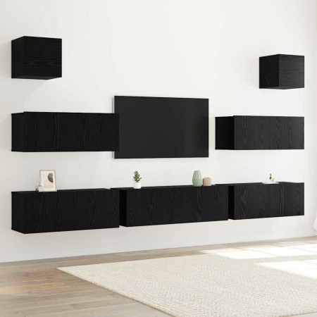 Conjunto de Gabinetes de TV 7 pcs Roble negro 100 x 30 x 30 cm