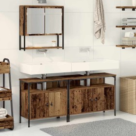 Juego de muebles de baño 3 pcs Marrón 80 x 30 x 60 cm