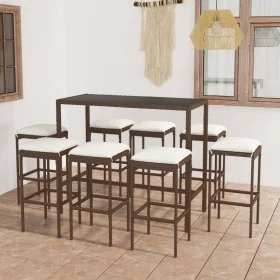 Gartenbar-Set 9-teilig aus braunem synthetischem Rattan von vidaXL, Gartensets - Ref: Foro24-3064825, Preis: 362,17 €, Rabatt: %