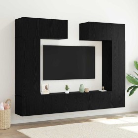 Conjunto de mueble de TV 6 pcs Roble negro 100 x 30 x 30 cm