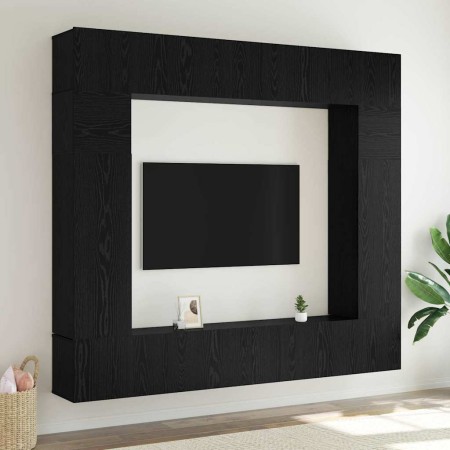 Conjunto de mueble de TV 8 pcs Roble negro 100 x 30 x 30 cm