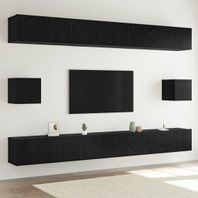 Conjunto de mueble de TV 8 pcs Roble negro 100 x 30 x 30 cm