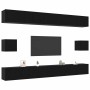 Conjunto de mueble de TV 8 pcs Roble negro 100 x 30 x 30 cm