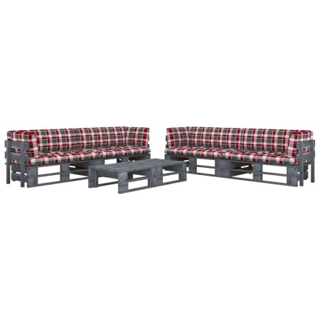 6 Stück Palettenmöbel und Kissen imprägniertes Kiefernholz grau von vidaXL, Gartensets - Ref: Foro24-3066997, Preis: 635,94 €...