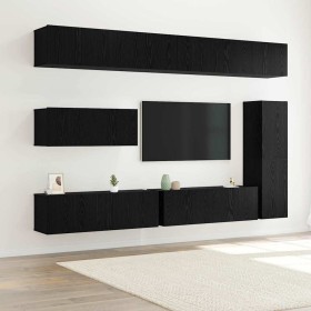 Conjunto de mueble de TV 7 pcs Roble negro 30.5 x 30 x 110 cm