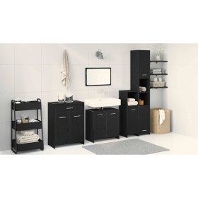 Conjunto de Muebles de Baño con cajón 4 pcs Roble Negro