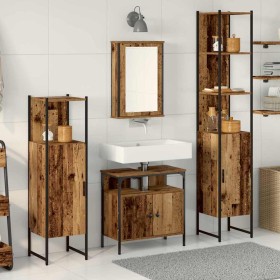 Juego de muebles de baño 4 pcs Madera vieja 33 x 33 x 185.5 cm