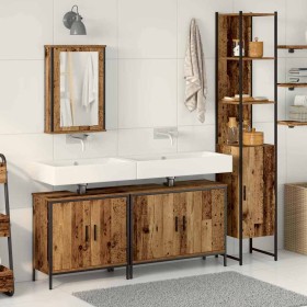 Juego de muebles de baño 4 pcs Marrón 33 x 33 x 185.5 cm