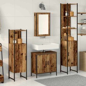 Juego de muebles de baño 4 pcs Marrón 33 x 33 x 185.5 cm