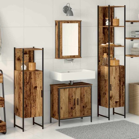 Juego de muebles de baño 4 pcs Marrón 33 x 33 x 185.5 cm