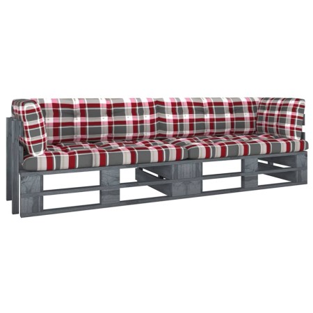 2-seater pallet sofa with gray impregnated pine wood cushions by vidaXL, Garden sets - Ref: Foro24-3066637, Price: 259,58 €, ...