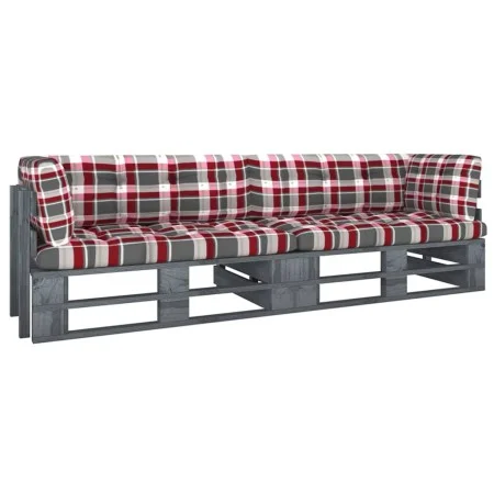 2-seater pallet sofa with gray impregnated pine wood cushions by vidaXL, Garden sets - Ref: Foro24-3066637, Price: 260,23 €, ...
