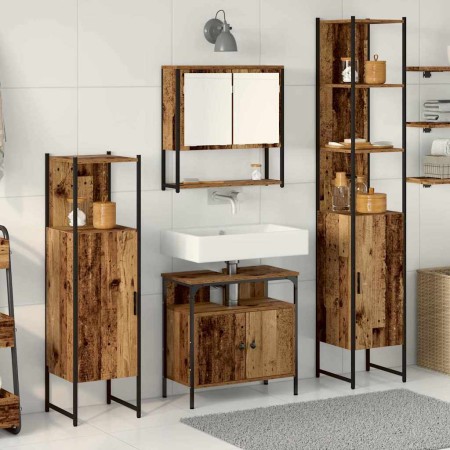 Juego de muebles de baño 4 pcs Madera vieja 33 x 33 x 185.5 cm