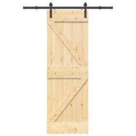 Puerta corredera con herrajes madera maciza de pino 70x210 cm