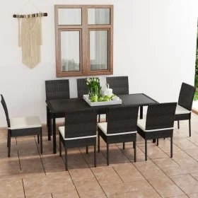 Garten-Essgruppe 9-teilig aus schwarzem synthetischem Rattan von vidaXL, Gartensets - Ref: Foro24-3065698, Preis: 681,02 €, R...