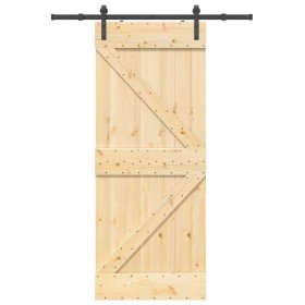 Puerta corredera con herrajes madera maciza de pino 85x210 cm