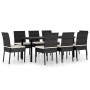 Garden dining set 9 pieces black synthetic rattan by vidaXL, Garden sets - Ref: Foro24-3065698, Price: 690,15 €, Discount: %