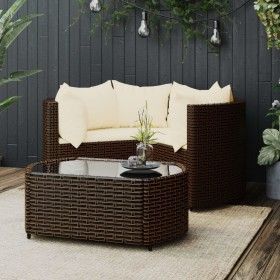 Garden furniture set, 4 pieces, with brown synthetic rattan cushions. by vidaXL, Garden sets - Ref: Foro24-319760, Price: 230...