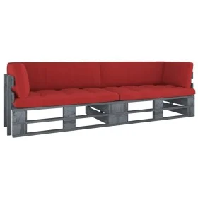 2-Sitzer-Palettensofa mit grau imprägnierten Kiefernholzkissen von vidaXL, Gartensets - Ref: Foro24-3066631, Preis: 256,64 €,...