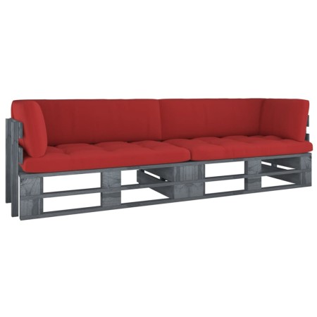 2-Sitzer-Palettensofa mit grau imprägnierten Kiefernholzkissen von vidaXL, Gartensets - Ref: Foro24-3066631, Preis: 247,17 €,...