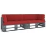 2-Sitzer-Palettensofa mit grau imprägnierten Kiefernholzkissen von vidaXL, Gartensets - Ref: Foro24-3066631, Preis: 256,64 €,...