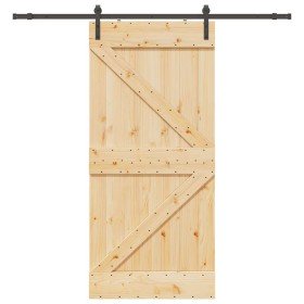 Puerta corredera con herrajes madera maciza de pino 100x210 cm