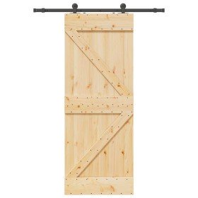 Puerta corredera con herrajes madera maciza de pino 80x210 cm