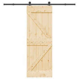 Puerta corredera con herrajes madera maciza de pino 70x210 cm