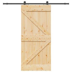Puerta corredera con herrajes madera maciza de pino 80x210 cm