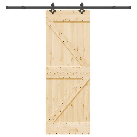 Puerta corredera con herrajes madera maciza de pino 70x210 cm en Puertas | Comprar online en Foro24