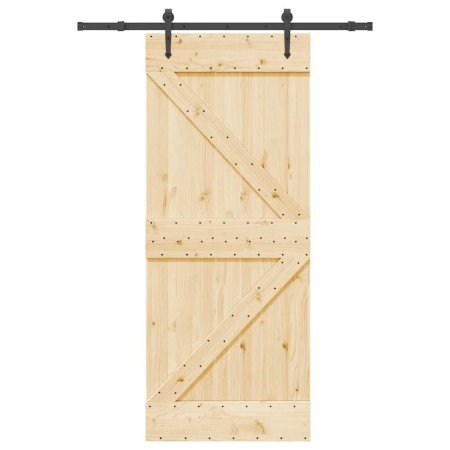 Puerta corredera con herrajes madera maciza de pino 85x210 cm